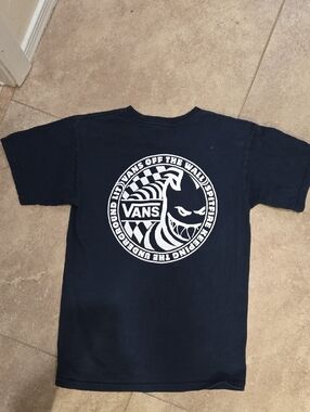 Vans Navy Short Sleeve Tee with White Graphic Logo